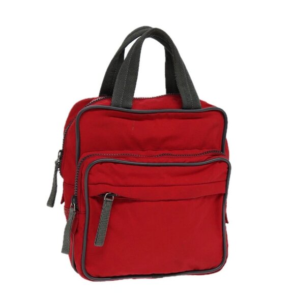 PRADA Sports Hand Bag Nylon Red Silver - Picture 1 of 15